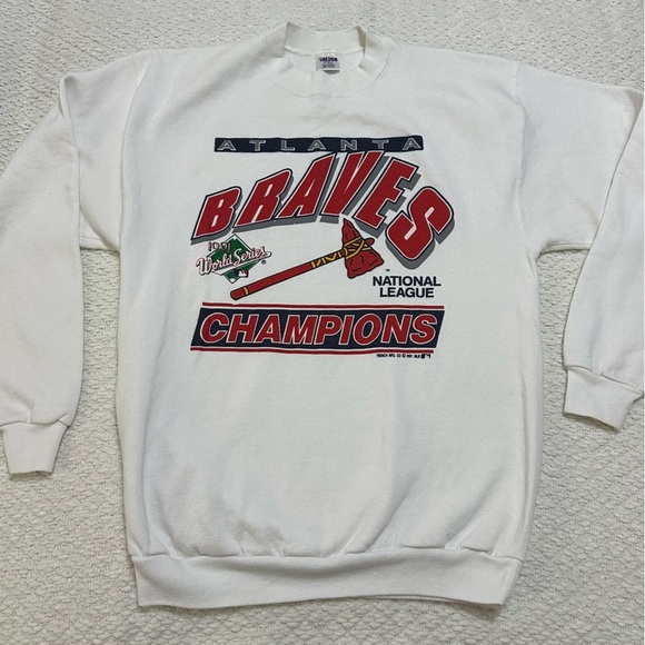 Vintage MLB 1991 ATLANTA BRAVES Made in USA Sweatshirt XL - Picture 1 of 8